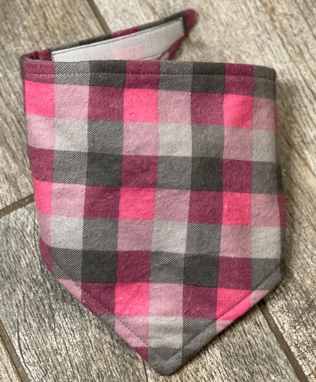 Flannel Grey and Pink Checked Bandana